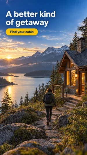 A better kind of getaway — find your cabin, with Booking.com